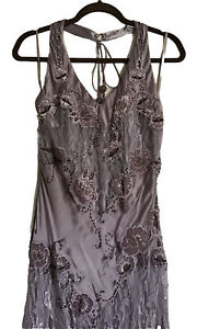 Sue Wong Nocturne 100% Lavender Silk Intricate Detailed Gown Size 12