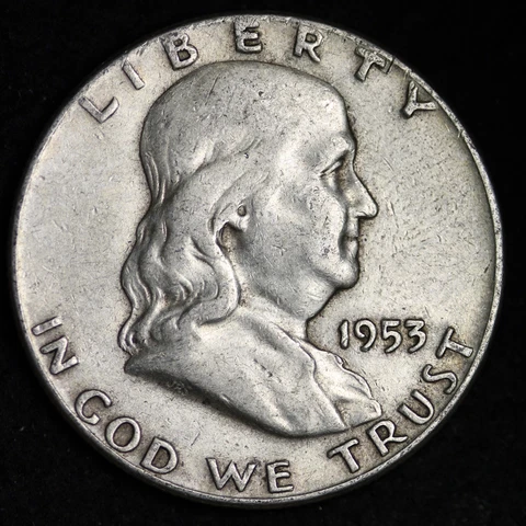 1953 FINE / VF SILVER FRANKLIN HALF DOLLAR NICE ORIGINAL COIN FREE SHIPPING Cover