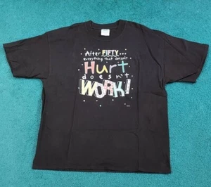 1990s Vintage After Fifty 50 Birthday Gag Gift Black Heavyweight T-shirt Size XL - Picture 1 of 6