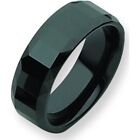 Ceramic Black Faceted 8mm Mens Wedding Ring Size 9