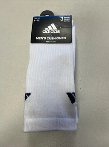 NWT Adidas Men's Cushioned AEROREADY Crew Socks 3 Pack Size 6-12 - Picture 1 of 3