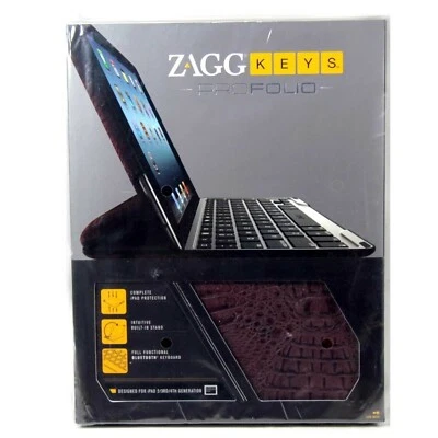 ZAGG CASE FOR IPAD 4 3 2 FOLIO KEYBOARD KEY PROFOLIO ALLIGATOR NEW FOLPALLSLV101 - Image 1 of 4