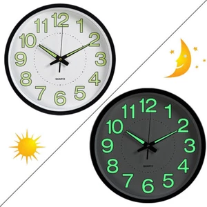 12 Inch Modern Outdoor Garden Wooden Silent Wall Clock Luminous Glow In The Dark - Picture 1 of 13