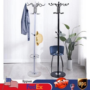 16 Hooks Metal Coat Rack Clothes Hat Bag Hanger Tree Stand Umbrella Holder NEW - Picture 1 of 28