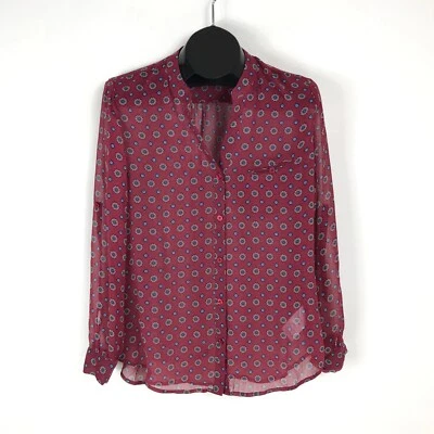 Kut from the Kloth Sheer Button Up Blouse Women's Small Geometric Floral Boho - Image 1 of 4