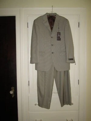 Traje chaqueta + pantalones CARAVELLI marrón pata de gallo 2 piezas para hombre ~ 38S X 32W *NUEVO CON ETIQUETAS Foto 1 de 4