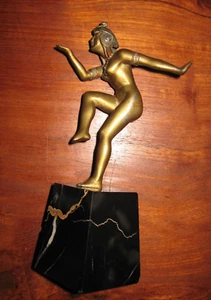 Mascotte automobile danseuse orientale signée PODIEBRAD montée sur marbre portor - Picture 1 of 23