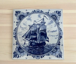 Vintage Delft Decorative Blue Holland Tile - Picture 1 of 4