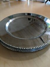 6 Silver Plated 11" Dinner Plates w/Beaded Rims