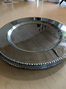 6 Silver Plated 11" Dinner Plates w/Beaded Rims - Picture 1 of 1