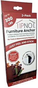 TipNot Furniture Anchor, No-Tools-Required Holds Up to 300 Pounds, 2-Pack - Picture 1 of 2