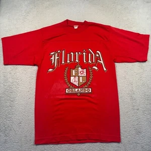 T-shirt vintage Alore Florida Orlando maglietta souvenir rossa media made in USA - Foto 1 di 5