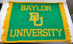 Vintage Baylor University BU Logo Knits Throw Blanket Green Yellow 51" x 38" USA - Picture 1 of 10