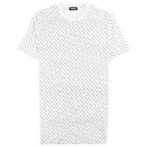 DSQUARED2 ALL OVER PRINT CREW NECK T SHIRT White Size S - Picture 1 of 12