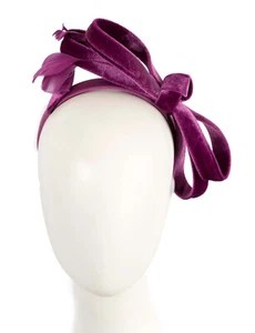 Purple hand made velvet bow spring racing fascinator by Max Alexander AU Seller - Picture 1 of 5