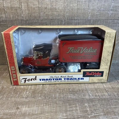Ertl Ford 1918 Tractor Trailer True Value Hardware Bank Diecast Metal NOS - Image 1 of 4