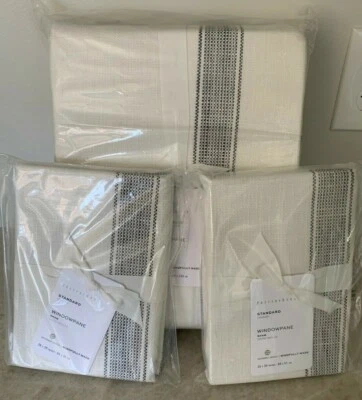 Pottery Barn Windowpane Cotton KING duvet cover 2 STANDARD shams - Image 1 of 2