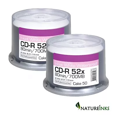 100 Ritek Pro Ultra Gloss Printable Blank CD-R CD Waterproof Discs 52x 700MB - Image 1 of 2