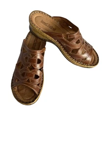 Josef Seibel womens brown leather slip on sandals/Mule size 8.5 US 39EU - Picture 1 of 7