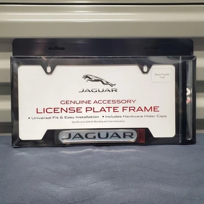Jaguar Black Powder Coat License Plate Frame Genuine Accessory Brand New C2A1175 - Image 1 of 4