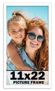 11x22 Frame White Wood Picture Photo Frame with UV Acrylic and Acid Free Backing - Picture 1 of 8