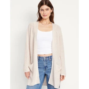 Old Navy Beige Cozy Knit Open Front Fall Duster Cardigan Minimalist Women's 3X - Picture 1 of 7