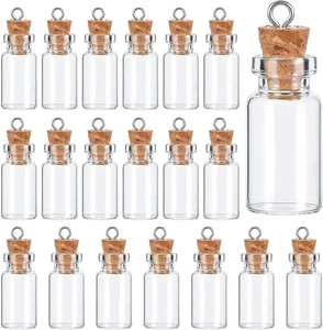 20Pcs Small Glass Bottles with Cork 1Ml Empty Spell Jars Mini Potion Bottles Tin - Picture 1 of 12