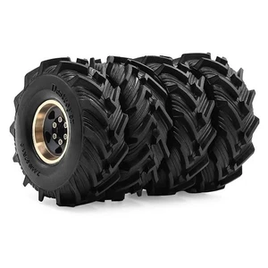 4Pcs 1.0" Brass Beadlock Wheel Rim Tire Set For 1/18 TRX4M 1/24 SCX24 RC Crawler - Picture 1 of 15