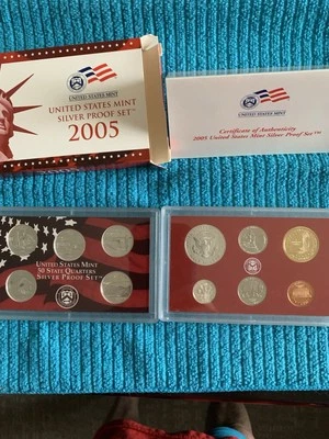 2005 Silver Proof Set (10 Coins) from U.S. MINT w/OGP + COA. 1 + 1/3 oz. SILVER - Image 1 of 4