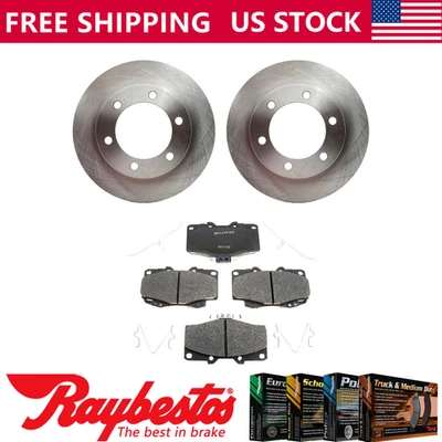 Kit de rotores de freno delanteros + pastillas de cerámica y herrajes para Toyota 4Runner 1997-2001 Foto 1 de 4