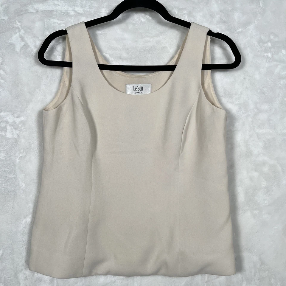 Blusa sin mangas Le Suit Separates para mujer talla 6 marfil forrada cremallera lateral carrera Foto 1 de 4