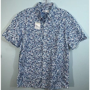 Sonoma Medium lässiges Button-Down-Hemd für Herren blau mit Blumen neu mit Etikett - Bild 1 von 10