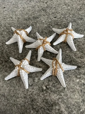 Juego de 5 estrellas de mar de resina blanca y azul decoración para colgar en la pared decoración estilo playa Foto 1 de 4
