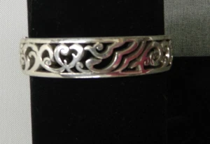 Brighton Silver Tone Hinged Clamper Bangle Bracelet Scroll Design - Picture 1 of 2
