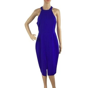 Keepsake Blue Halter Midi Dress L End of Time Open Back Sleeveless - Picture 1 of 9