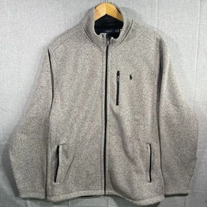 Polo Ralph Lauren Jacket Mens 2XL XXL Gray Bomber Full Zip Fleece preppy Pony - Picture 1 of 12