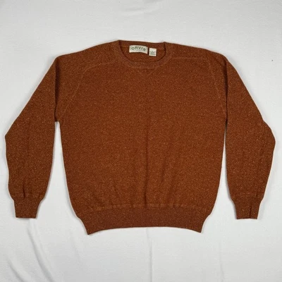 ORVIS Men’s Large Sweater Burnt Orange Wool Silk Blend Crewneck Heavy Pullover - Image 1 of 4