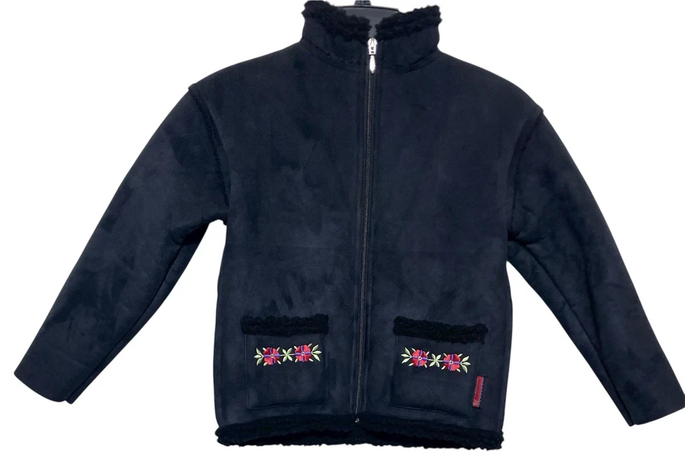 Chaqueta Obermeyer Niñas Grande Preescolar Sherpa Forrada Imitación Gamuza Cremallera Floral 47538 Foto 1 de 4