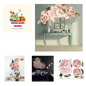 Pink Peonies Wall Decals Floral Wall Decal Peel and Stick Wallpaper Sticker - Picture 1 of 5