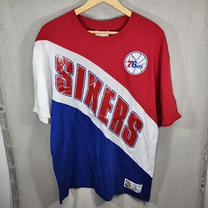 Camisa grande Philadelphia 76ers Mitchell & Ness Sixers roja blanca azul - Imagen 1 de 11