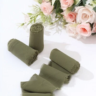 2 DUSTY SAGE 1.5" x 6 yards Chiffon RIBBON Rolls Wedding Party Crafts Supplies - Image 1 of 4