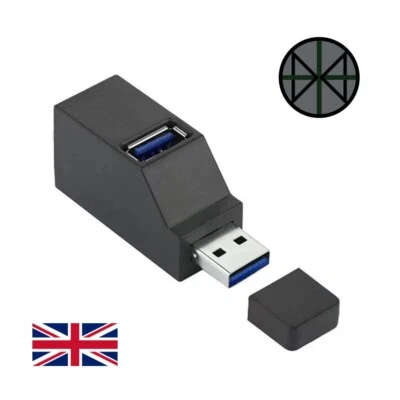 USB 3.0/2.0 3-Way Hub Splitter Mini High Speed Box Adapter For PC Laptop MacBook - Image 1 of 4
