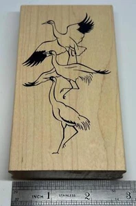 Judikins CRANE BIRDS ASIAN Wood Mounted Rubber Stamp - Picture 1 of 3