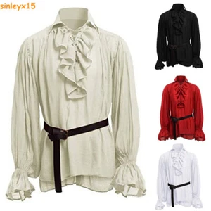 18th Century Men Medieval Pirate Duke Long Sleeve Shirt Performance Costumes - Picture 1 of 15