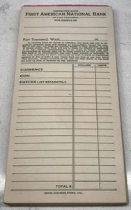 Vintage Pfand Slip Pad für First American National Bank of Port Townsend WA - Bild 1 von 8
