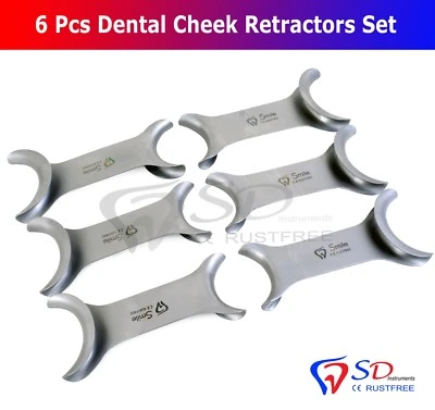SMILE DENTALE Set of 6 x Cheek Retractor Dental Orthodontic Surgical Instruments CE NEW
