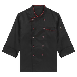 US Mens Chef Coat Contrast Color Cooking Jacket Tops Kitcken Work Uniform Shirts - Picture 1 of 43