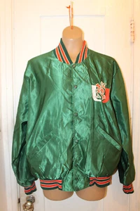 DELONG University of Miami Hurricanes Satin Bomber Jacket Large Vintage USA Made - Picture 1 of 10