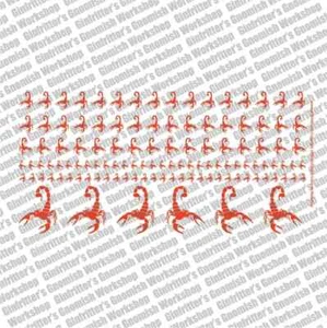 GINFRITTER SCORPION IN RED WATERSLIDE DECAL TRANSFERS COMPATIBLE W/ WARHAMMER - Picture 1 of 2