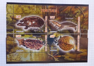2011 CHAD TURTLES 4 STAMP MINI SHEET CTO USED STAMPS #2 - Picture 1 of 1